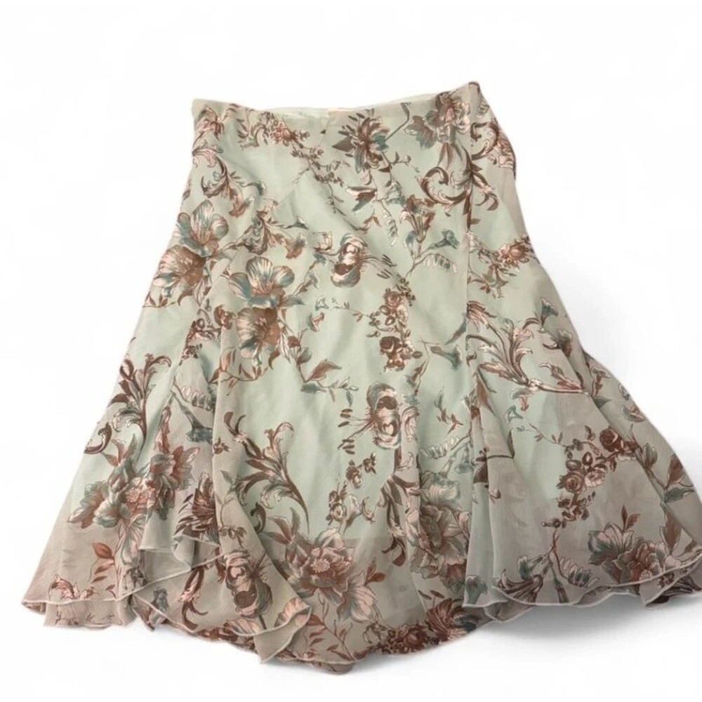 Cato Light Blue Floral Maxi Asymmetrical Midi Skirt